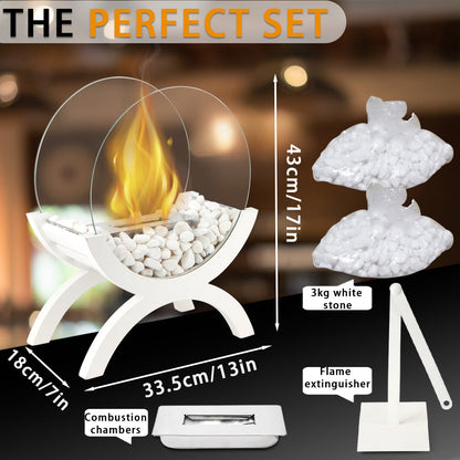 JHY DESIGN Round Tabletop Firepit 43cm H – Bio Ethanol, Ventless, Indoor/Outdoor