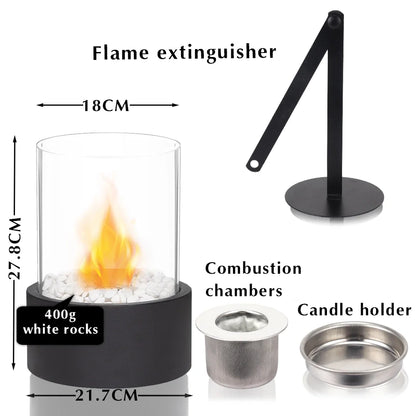 JHY DESIGN Extra Large Portable Tabletop Fire Bowl 22x28cm – Bio Ethanol, Ventless, Indoor/Outdoor